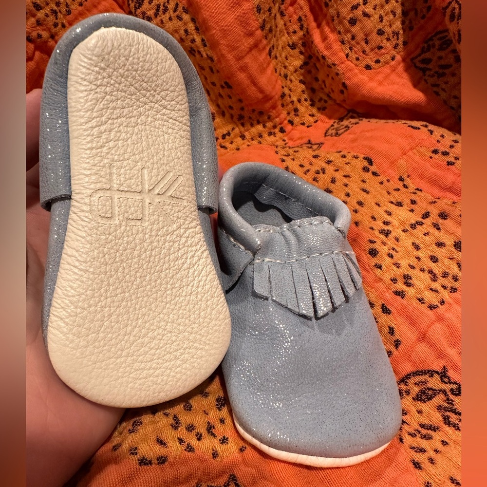 EUC - Sparkly blue freshly picked moccasins - size 2